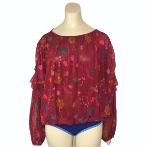 Free People floral mesh blouse wildflower honey S